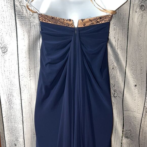 Xscape Strapless Beaded Maxi Dress with Fishtail Train Women size 4 - Picture 6 of 16